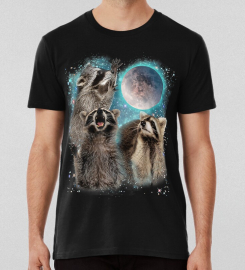 Anarchy 3 Racoon Moon Howling Raccoon Head Funny T-shirt