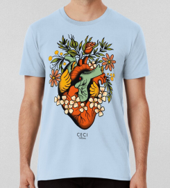 Anatomical Heart With Flowers Tattoo Flash T-shirt